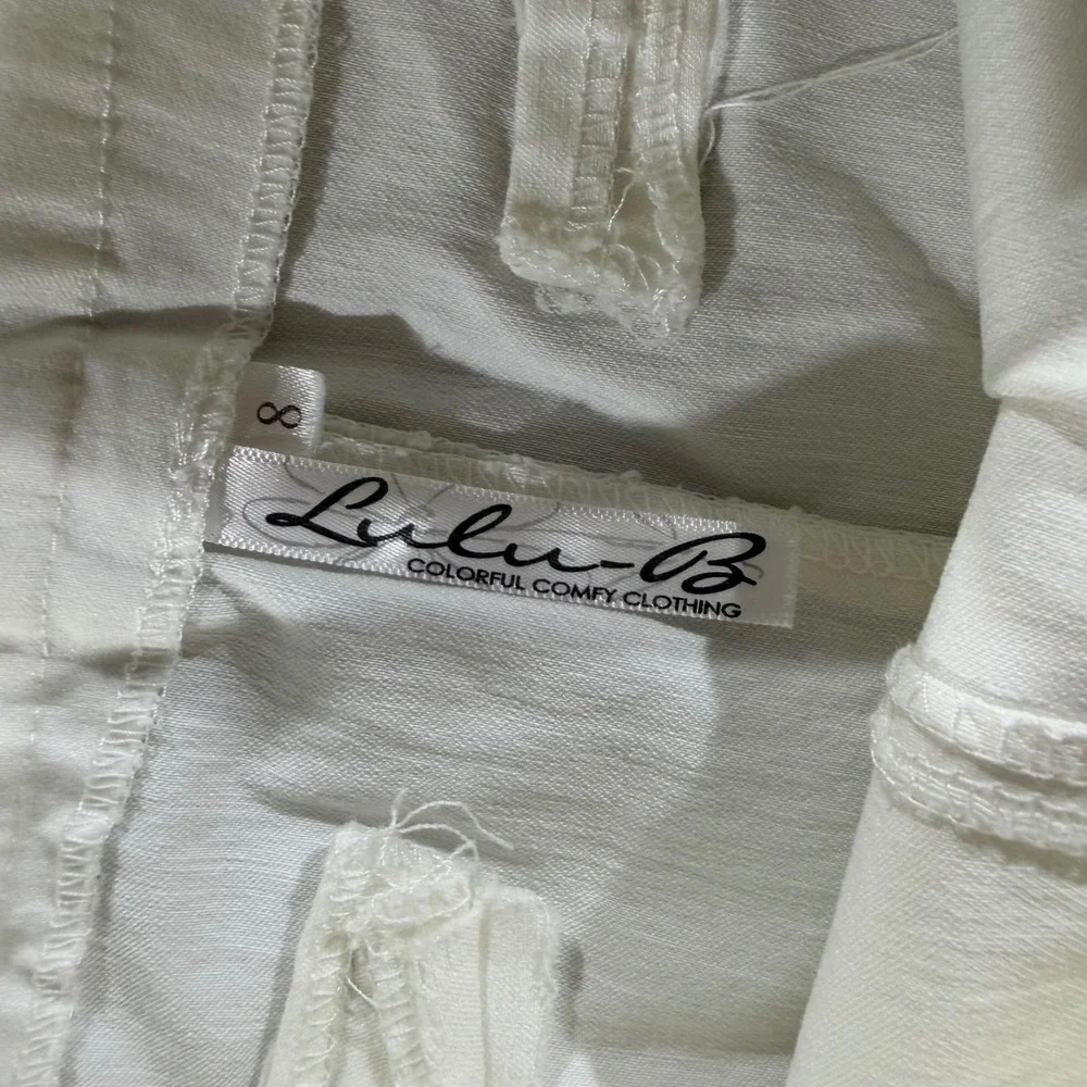 Lulu-B White Stretch Cotton Blend Mini Skirt Size 8 Flat Front Casual Classic